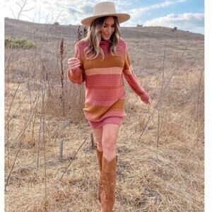 L*Space Jetsetter Sweater Dress Serape Stripe Chunky knit long sleeve turtleneck
